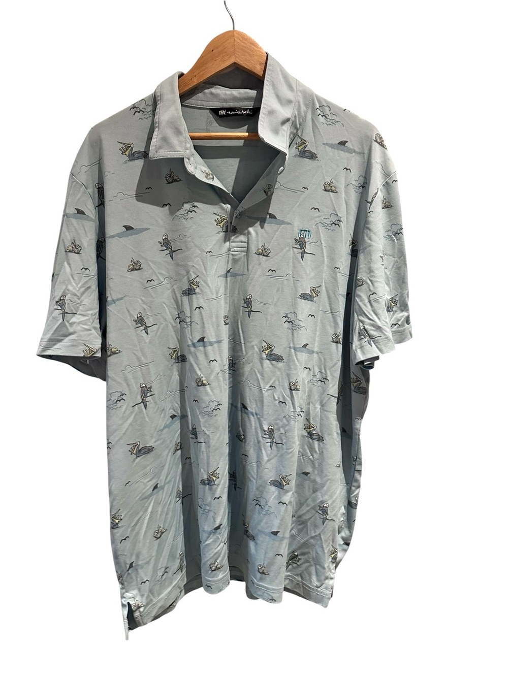 Travis‎ Mathew "Going Rogue" Polo Shirt Golf Light Blue Size XXL